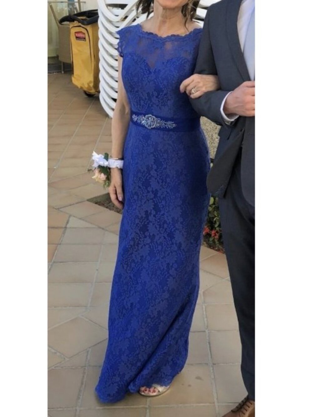 ALLURE ROMANCE Mother-of-the-Bride/Gala Dress/Gown Royal Blue, Beaded Belt, sz 8
